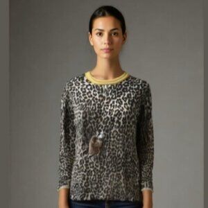Olsen Leopard print long sleeve sweater Medium pullover